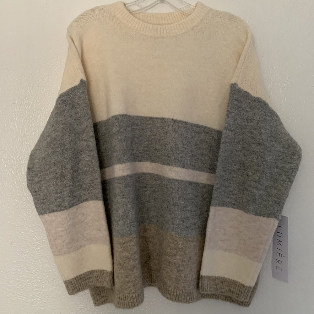 Lumiere Oversized Striped Sweater, Size S